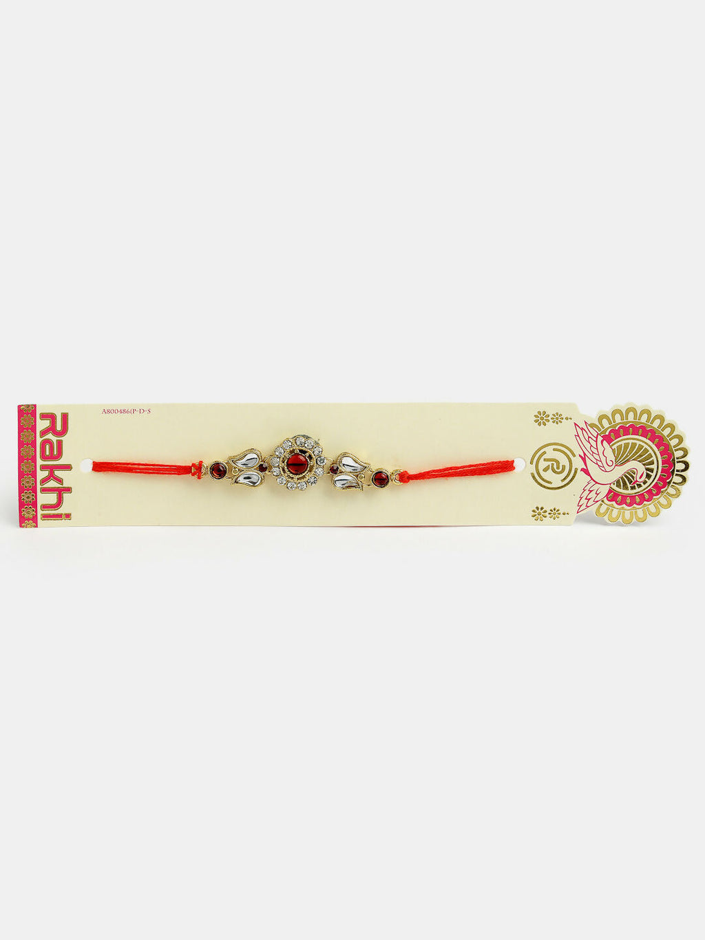 NVR Men Set of 2 Gold-Toned Stone-Studded Rakhi With Roli Chawal