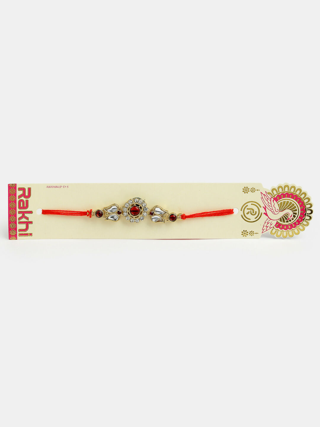 NVR Men Set of 2 Gold-Toned Stone-Studded Rakhi With Roli Chawal