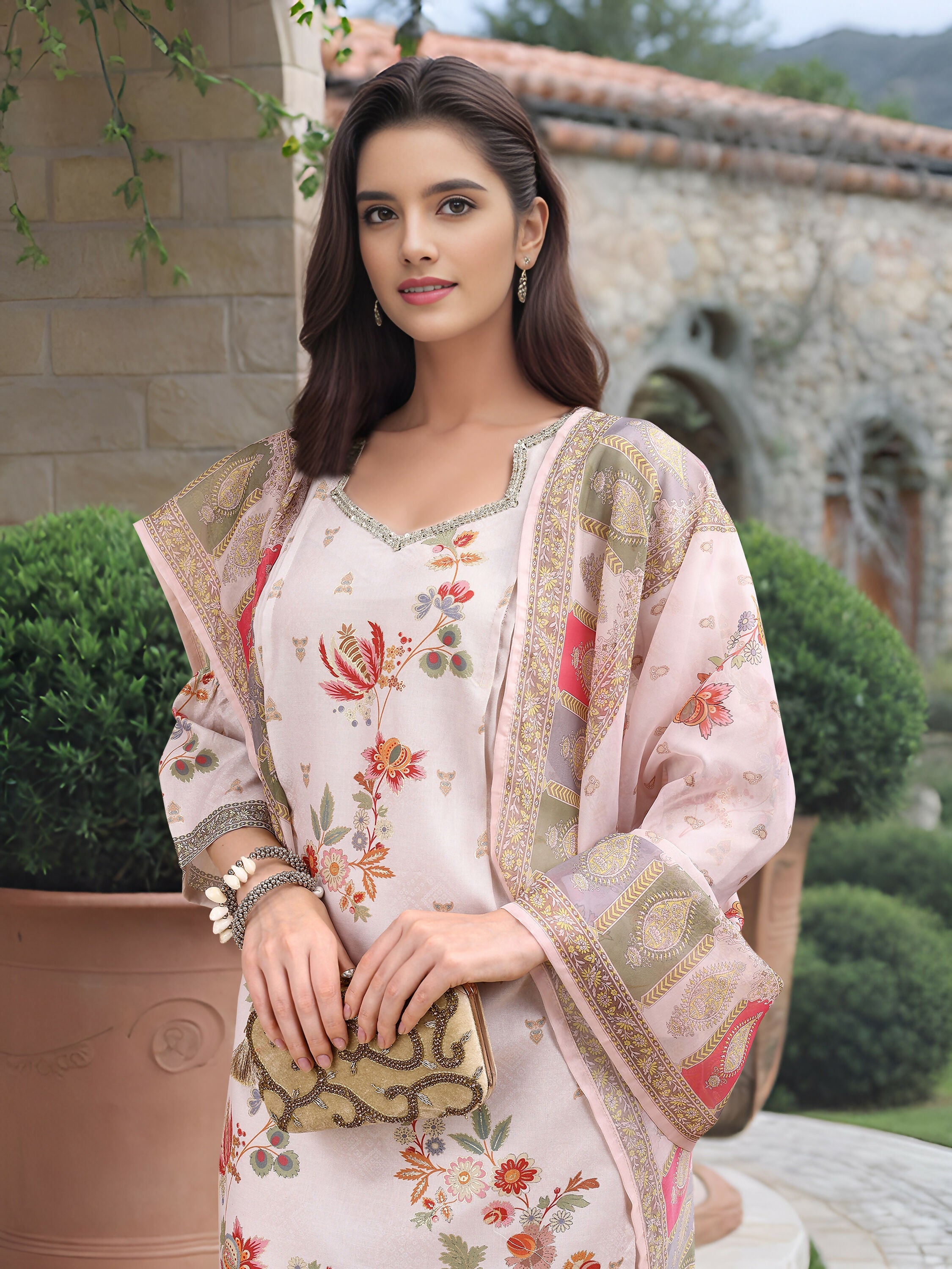 Joban Fashion Off White Position Digital Print With Position Foil Kurta Set