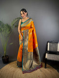 Joban Fashion Grey Peacock Banarasi Silk Sarees