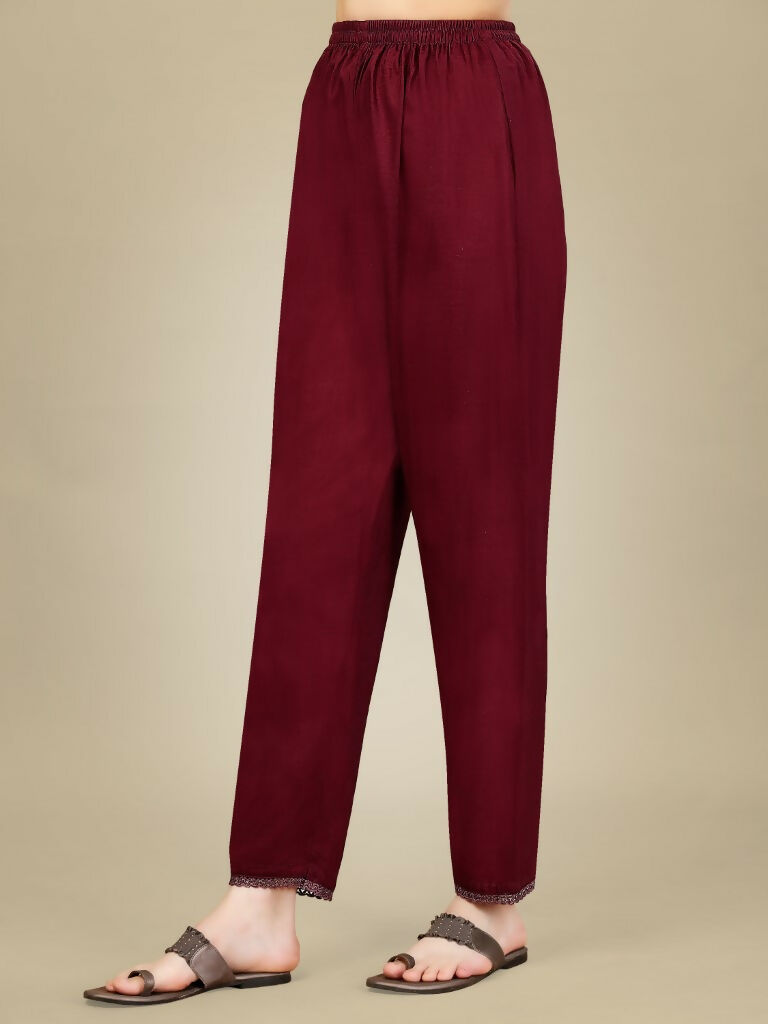 Jyoti Fashion Women's Maroon Silk Blend Embroidery & Sequence work Kurta with Trouser & Dupatta