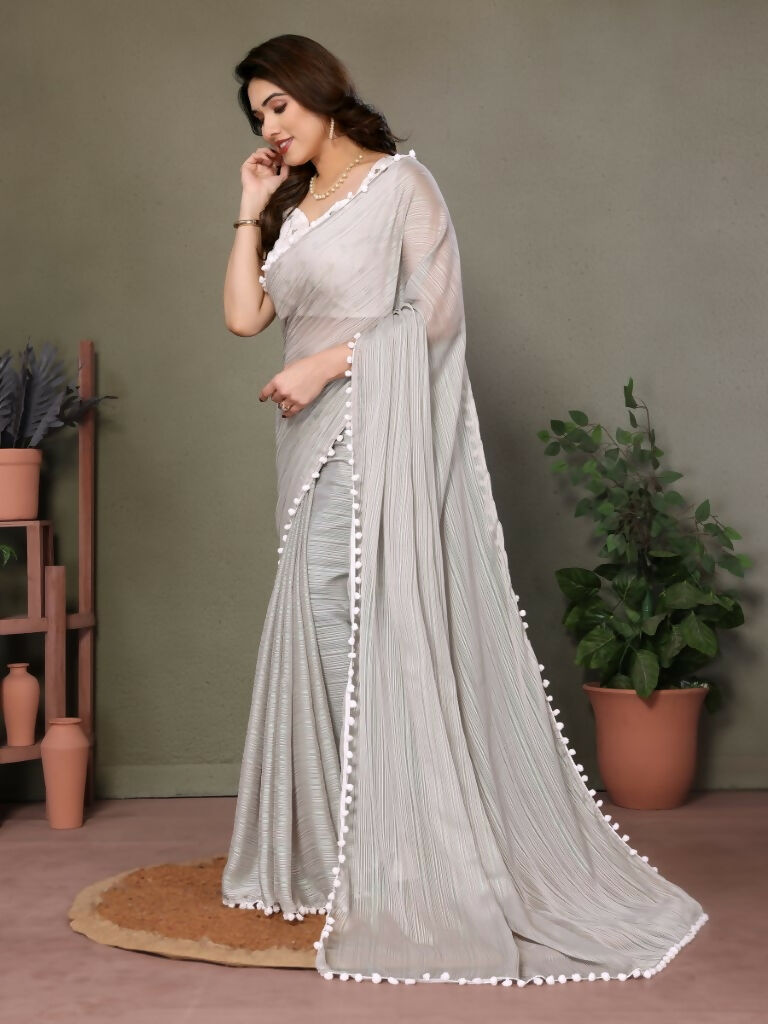 Designer Partywear Grey Banglor Fancy Saree - Kanak