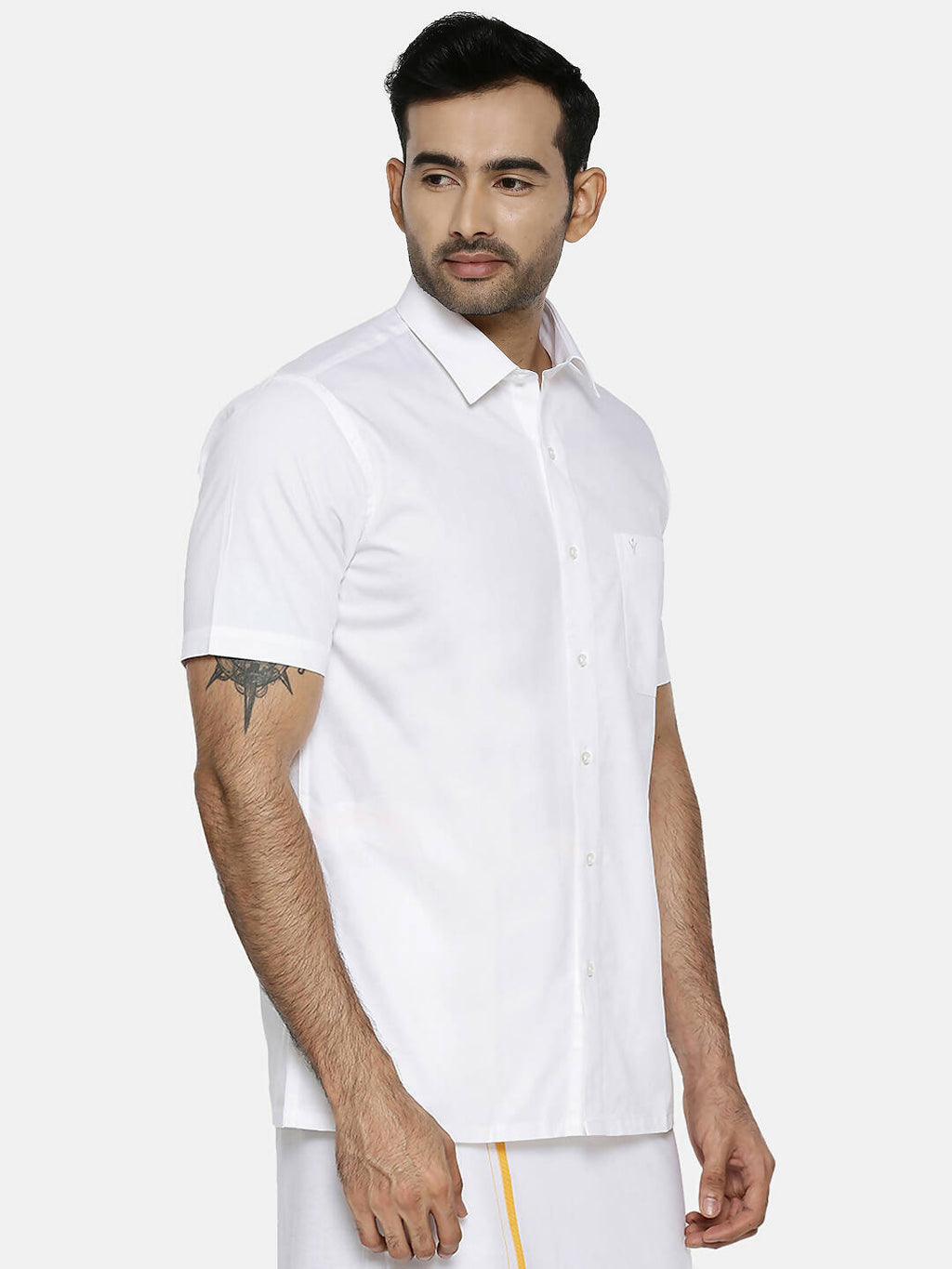 Ramraj Cotton Mens Half Sleeve Formal 100 % Cotton White Shirt