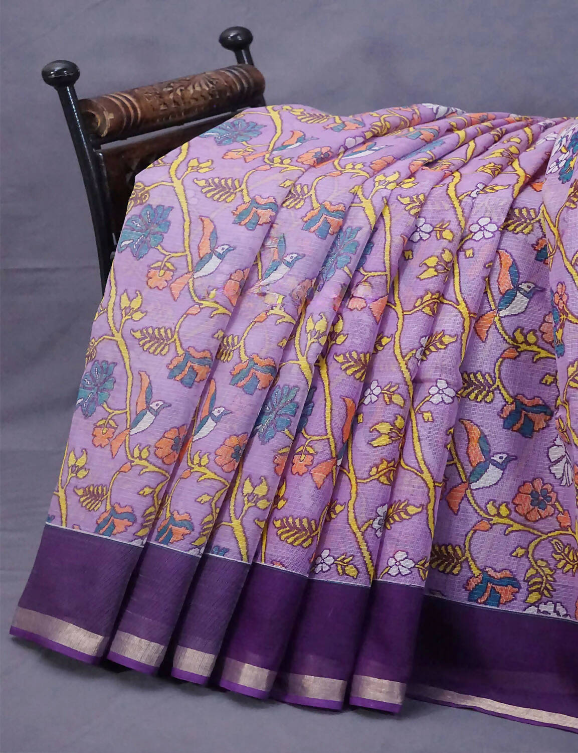 Lavendar & Blue Combo Bird Design Pure Kota Cotton Saree By Gayathri Reddy Designer Studio