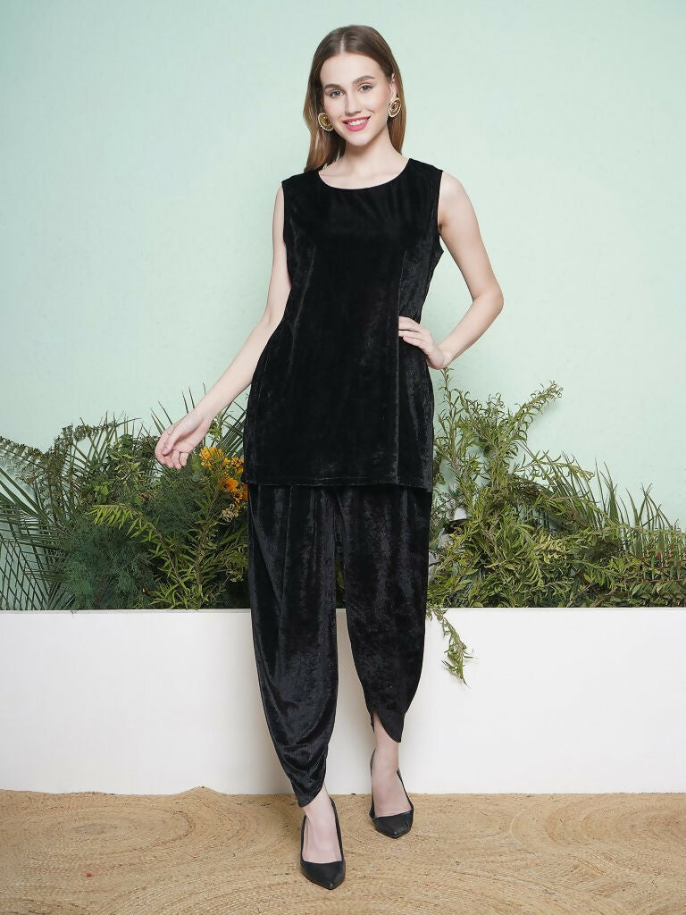 Joban Fashion Black Dhoti Salwaar with Inner and Hand Embellished Jacket