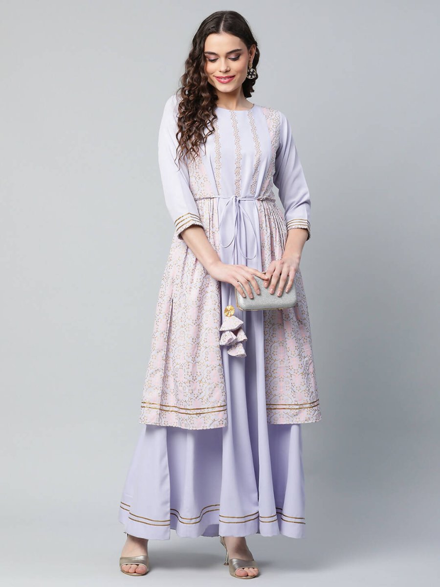 Ahalyaa Womens Powder Blue Crepe Floral Dress