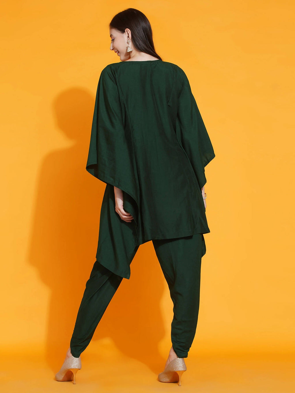 Women Republic Green Kaftan With Hand Embellishment And Dhoti Salwaar