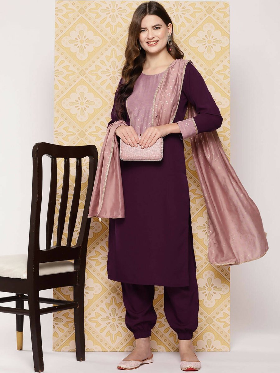 Ahalyaa Women's Traditional wear Kurta Set - Burgundy