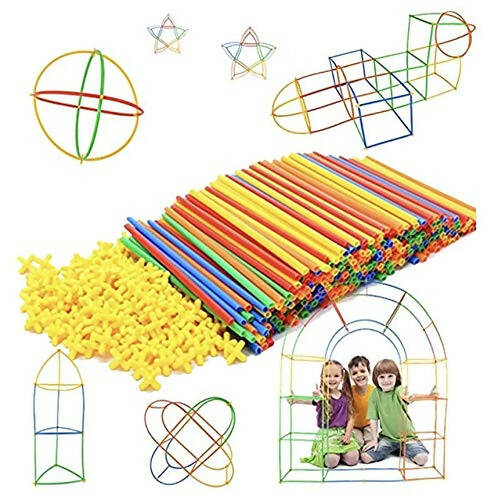 Kipa Children's Puzzle Straw Assembly, Educational Play and Learn Plastic Building Construction, Stitching Assembly Straw Build Blocks Creative Toy