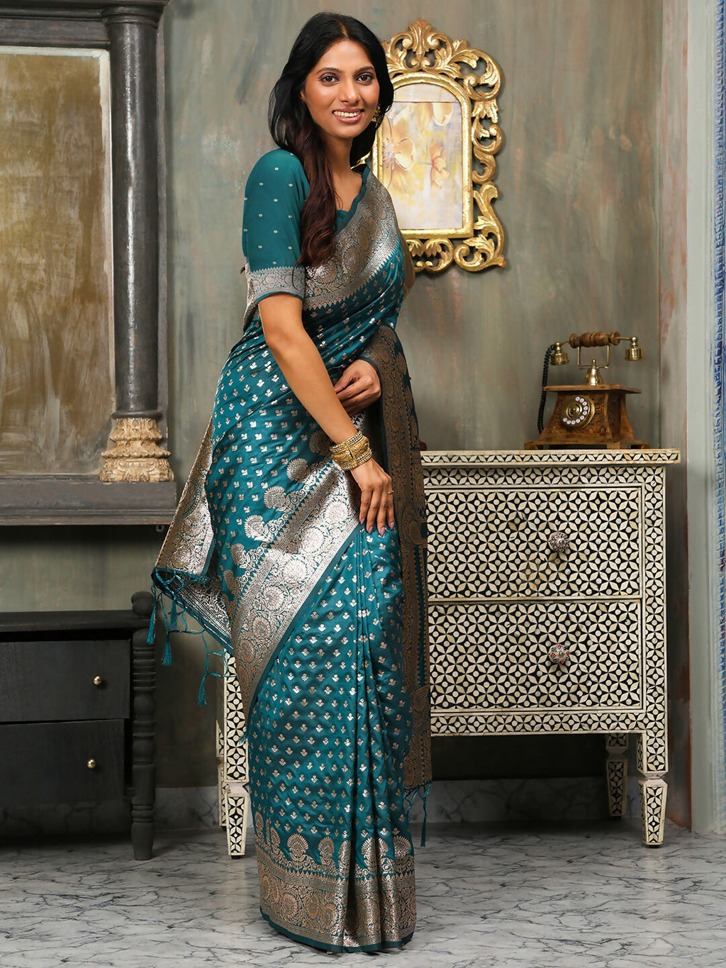 Shree Shyam Fashion Banarasi Silk Sea Green Saree