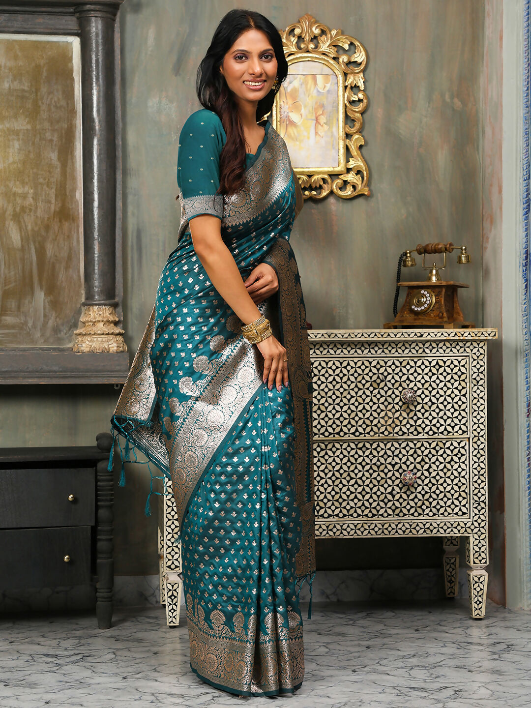 Shree Shyam Fashion Banarasi Silk Sea Green Saree