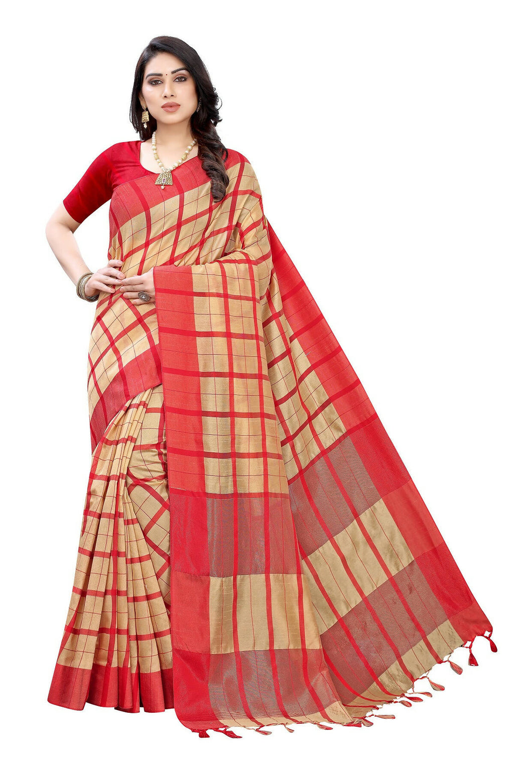 Vamika Cream Cotton Silk Weaving Saree (SATURN CHICKU)