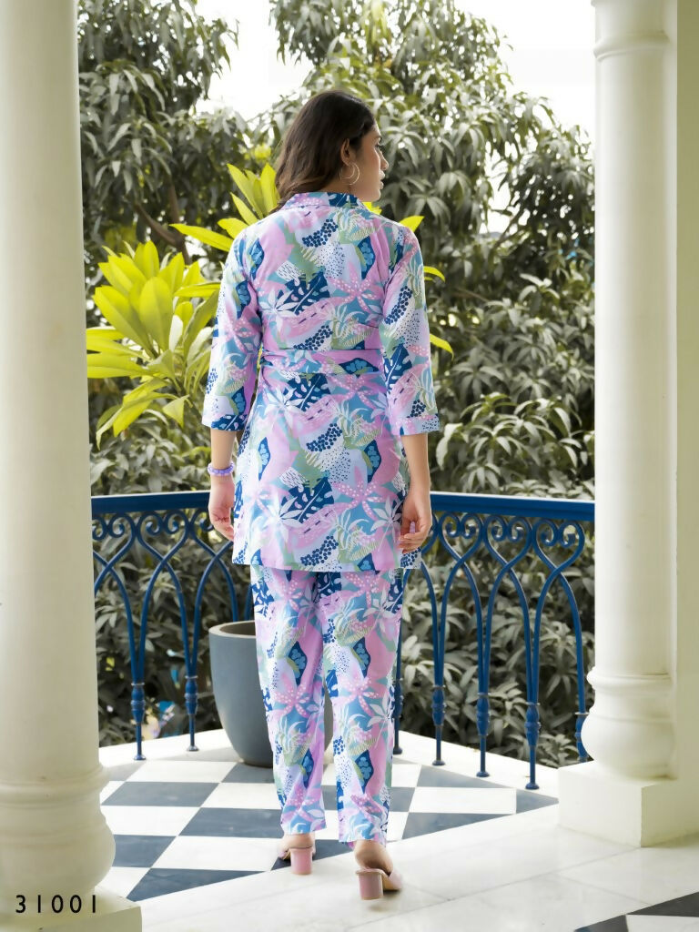 Casual Fashionable Multi Muslin Cotton co-ord set - Manya