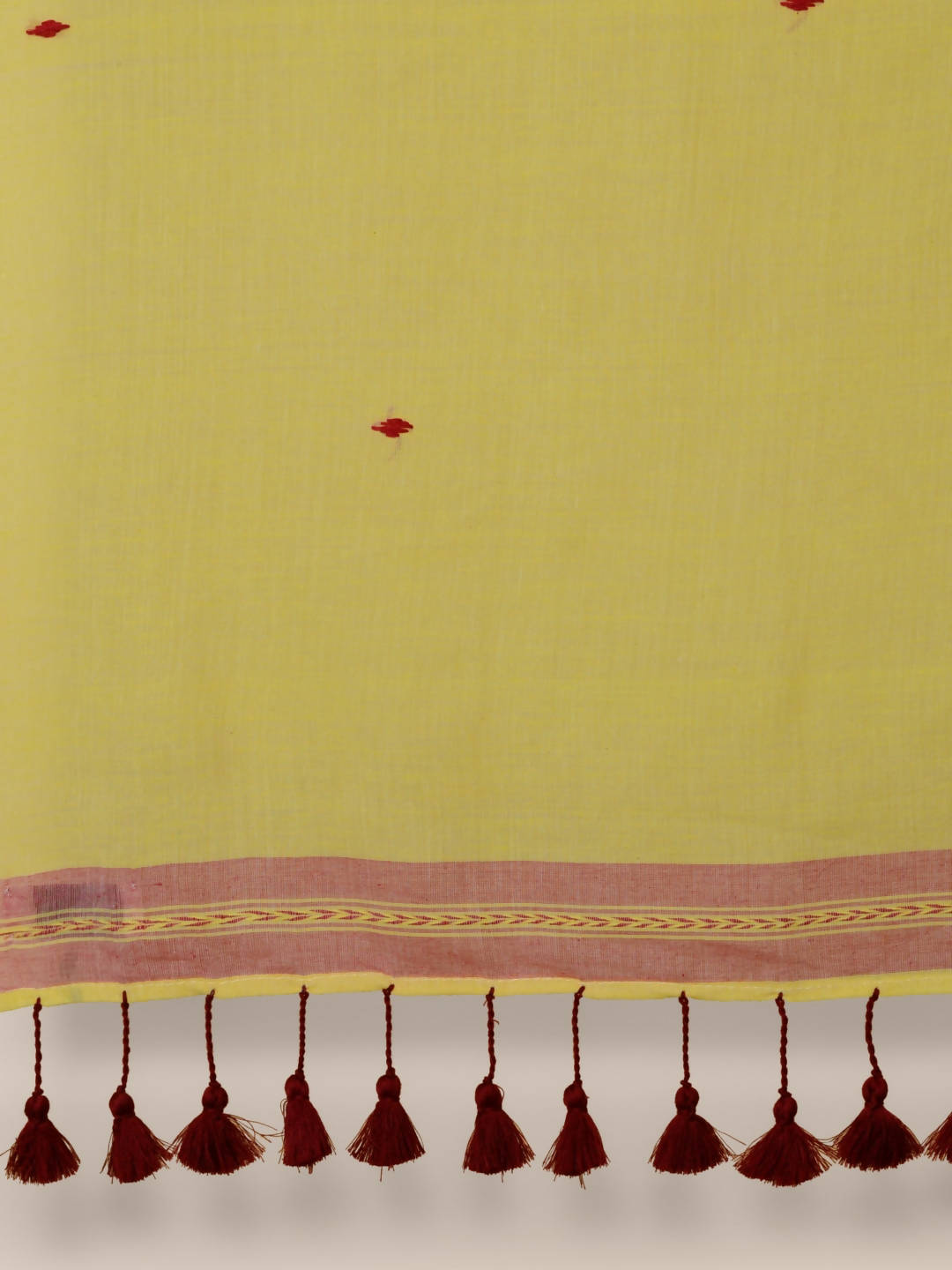 Suta Yellow Maroon Pure Cotton Saree