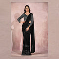Black Lycra Embroidery Designer Saree With Blouse - Mohmanthan Sitaarah