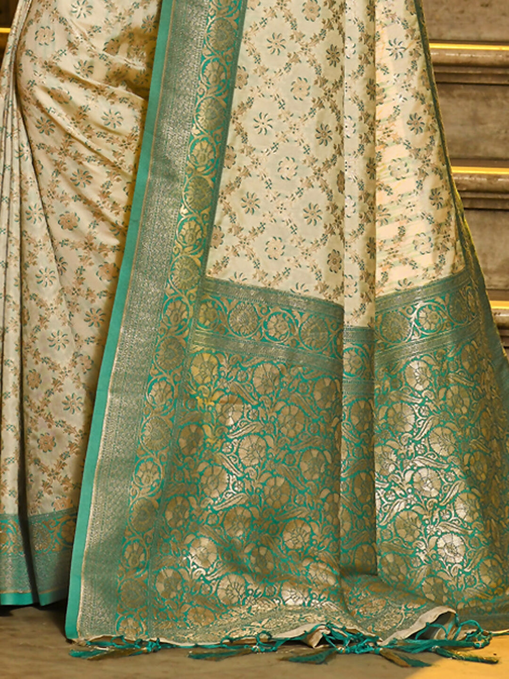Shree Shyam Fashion Rajvastra Sea Green Banarasi Silk Saree