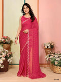 Aafreen Partywear Designer Pink White Rangoli Fancy Saree