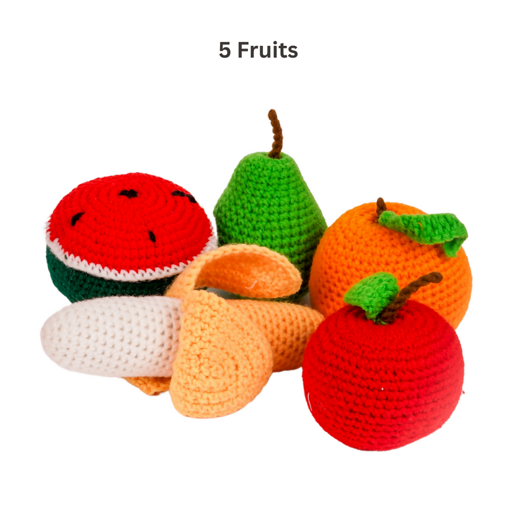 Nesta Toys Crochet Fruits & Vegetable Toys, Play Food for Kids (10 Pcs)