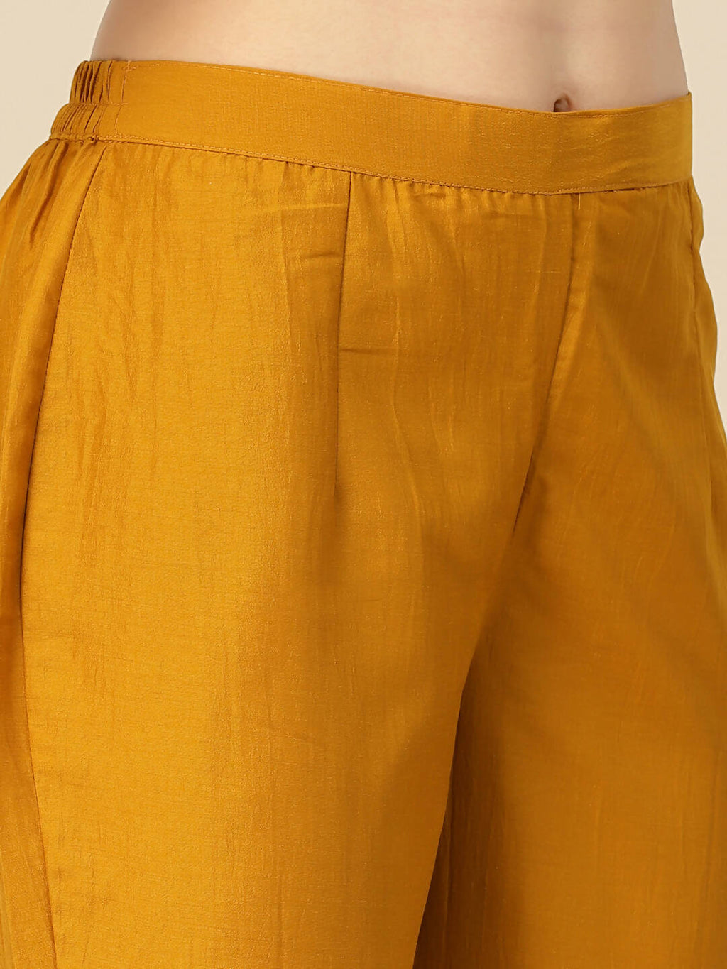Mustard Embroidered Chinon Straight Kurta With Trouser & Dupatta - Salimar