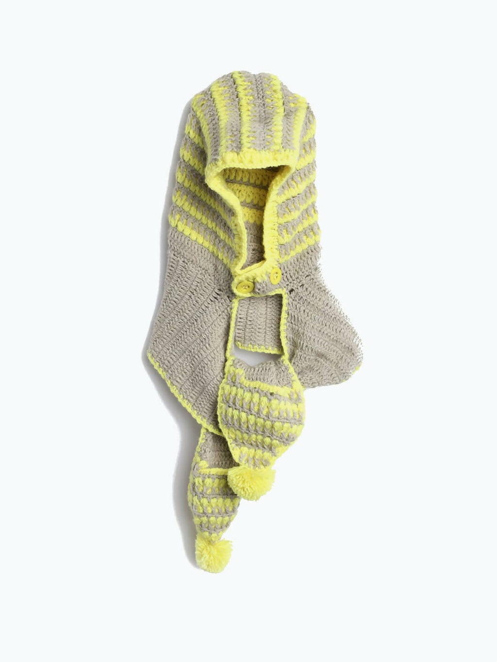 Chutput Kids Woollen Hand Knitted Striped Design Cap - Grey