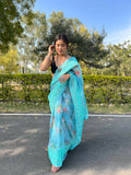 Vamsee Sky Blue Organza Saree