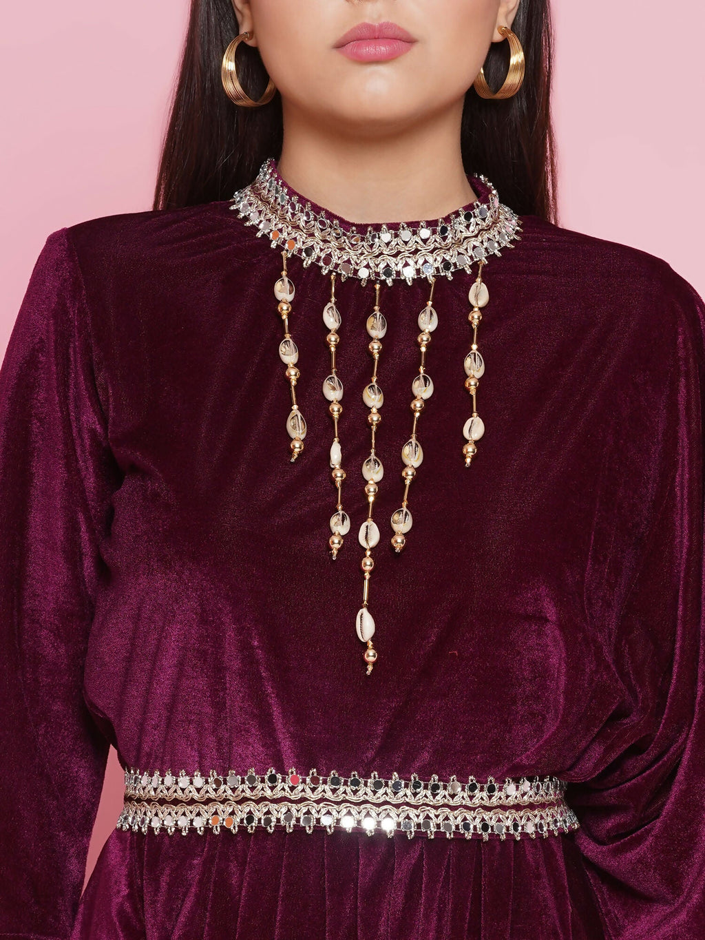 Joban Fashion Wine Drape Kurta and Pant