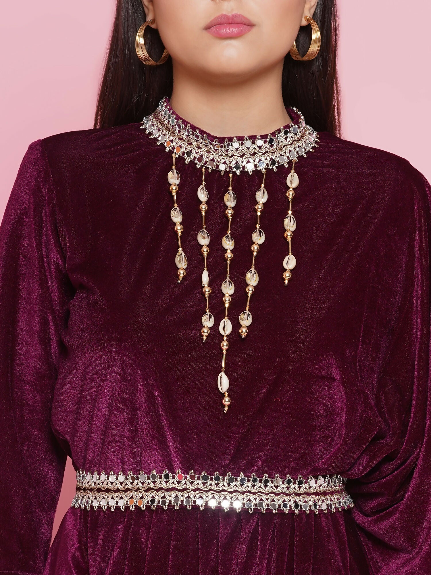 Joban Fashion Wine Drape Kurta and Pant