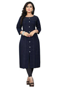 Women's Navy Kurti With Thread Work Giving Elegant Outlook - G & A Apparels