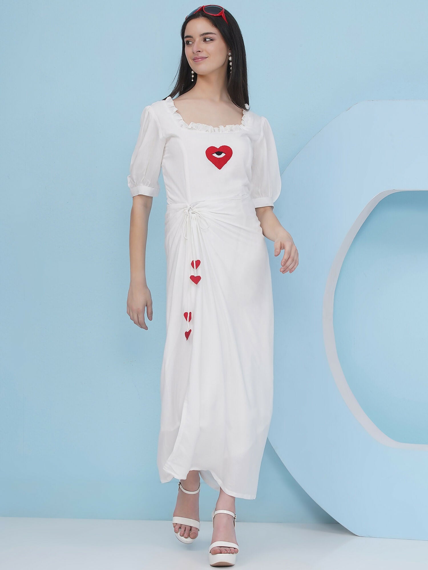Joban Fashion White Drape Dress