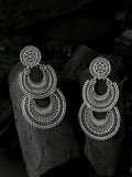 NVR Women Silver Plated Crescent Shaped Drop Earrings