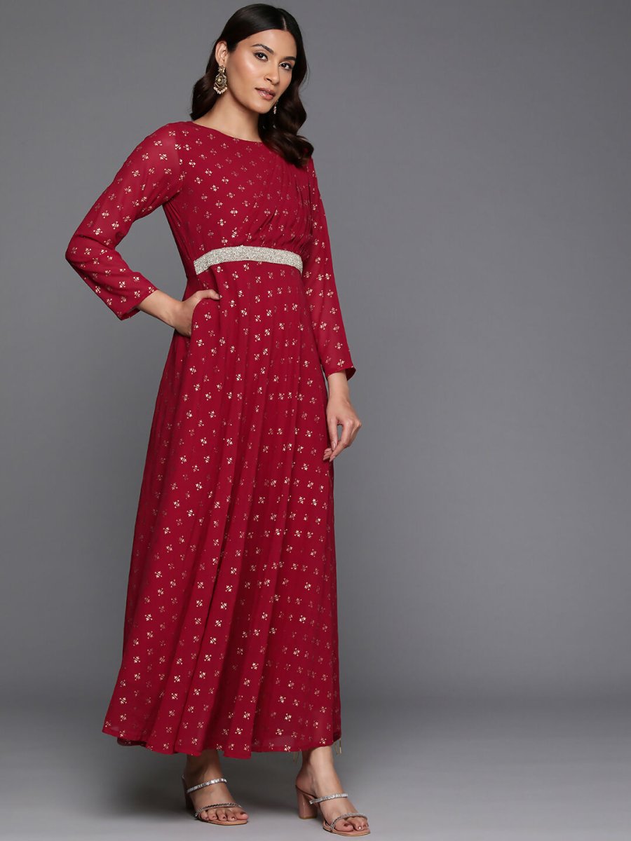 Ahalyaa Women's Traditional wear Ethnic Dress - Maroon