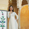 Juniper Women's Off-White Rayon Printed Straight Kurta