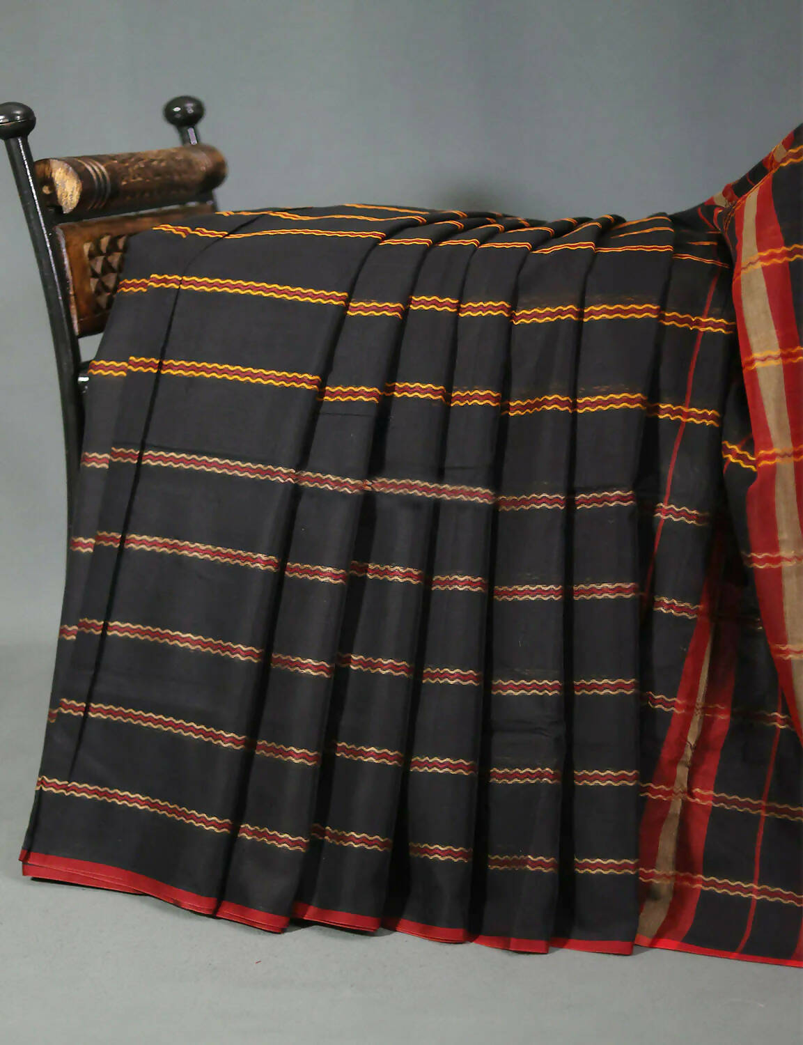 Combo of Black and Red Pure Narayanpet Cotton Saree By Gayathri Reddy Designer Studio