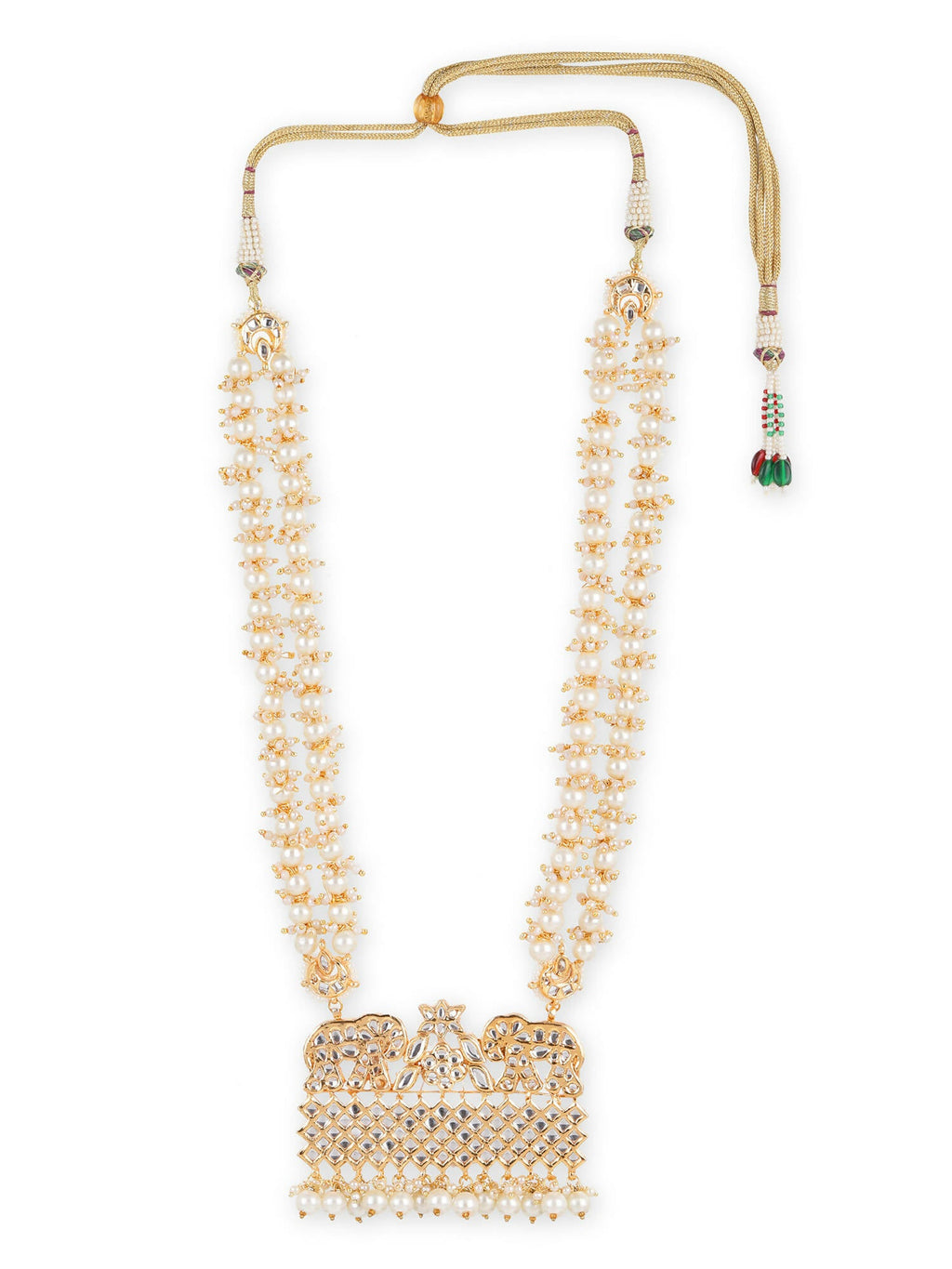 Gold-Toned White Brass Gold-Polished Necklace - Ruby Raang