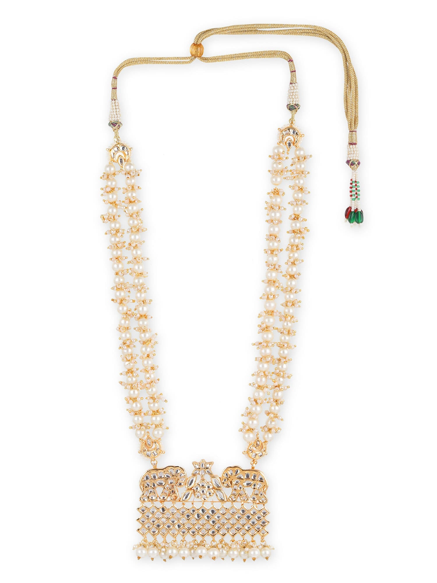 Gold-Toned White Brass Gold-Polished Necklace - Ruby Raang