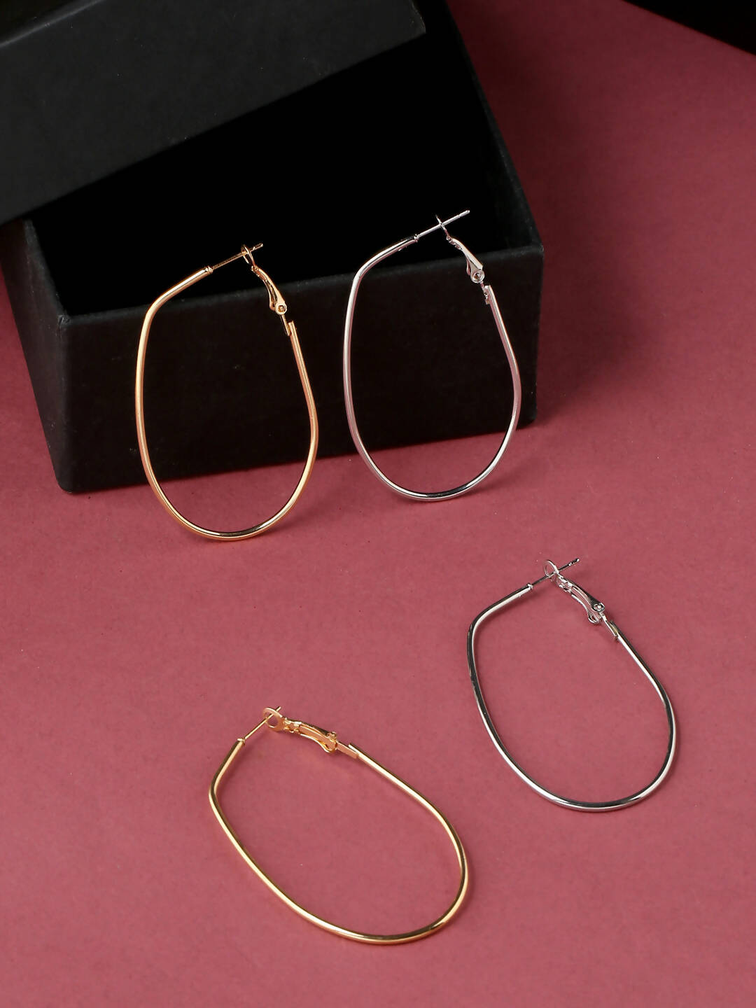 NVR Women Set of 2 Contemporary Hoop Earrings