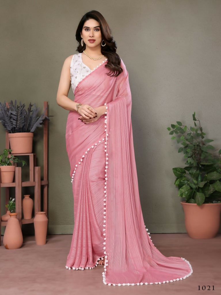 Designer Partywear Pink Banglor Fancy Saree - Kanak