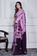 Morchari Wine Crepe Hand Embroidery Saree And Stitched Blouse