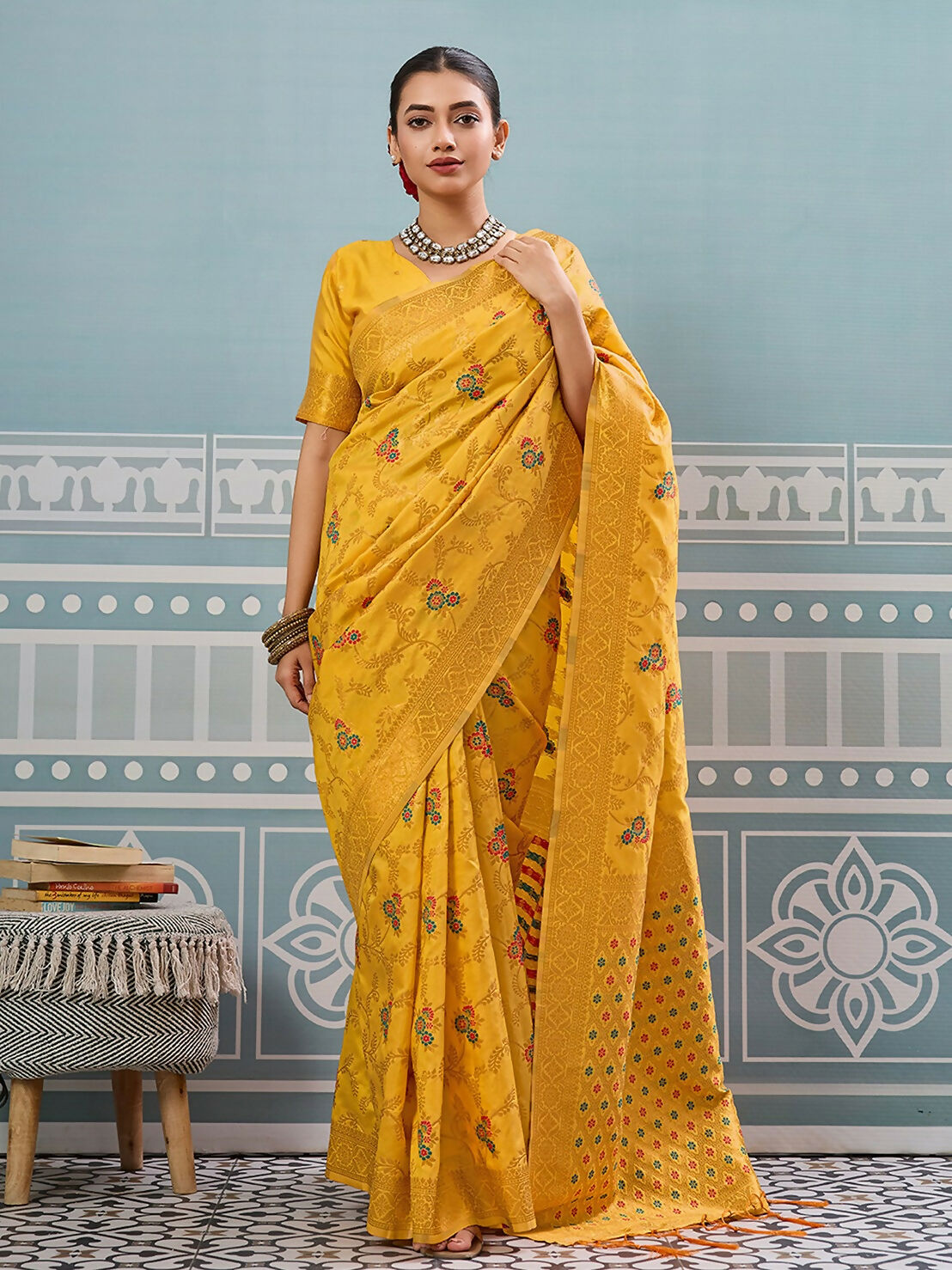 Shree Shyam Fashion Yellow Silk Saree