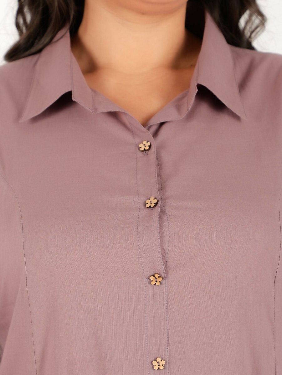 Aramya Brown Soft Cotton Solid High Low Kurta for Women