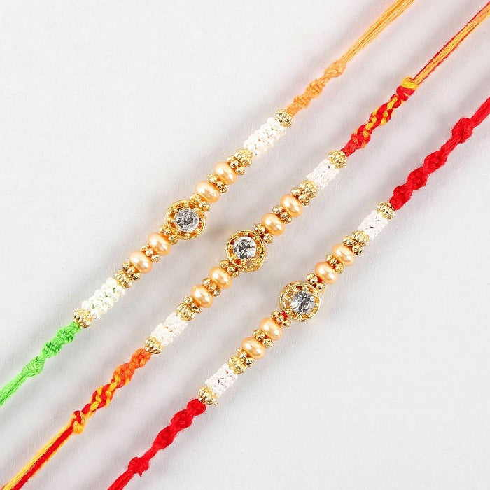 Set of 3 Pearl Rakhi & Dry Fruits Jars