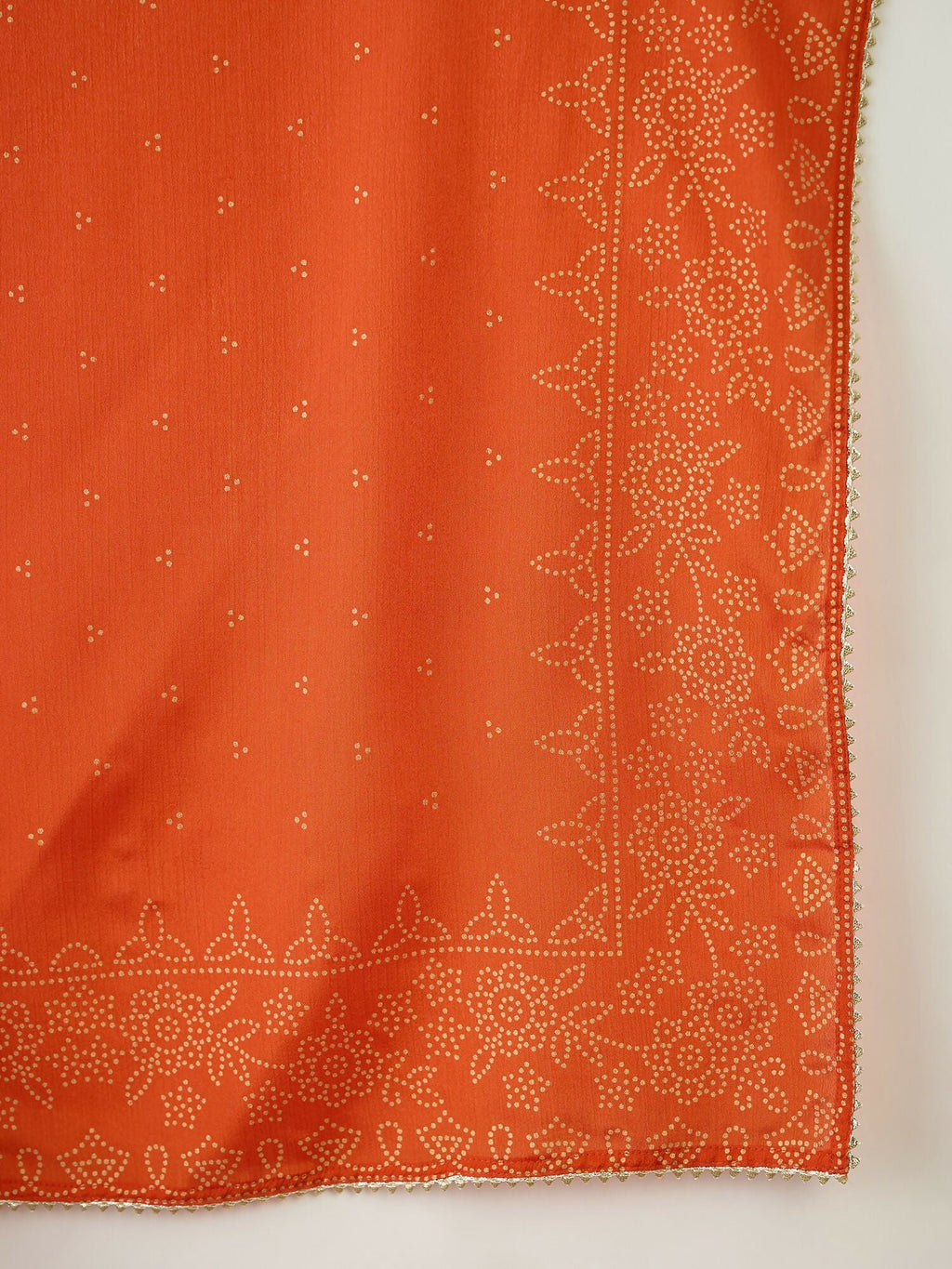 The52 Orange Women's Gorgeous Embroidered Chinon Fabric Flared Kurta Pant and Dupatta Set