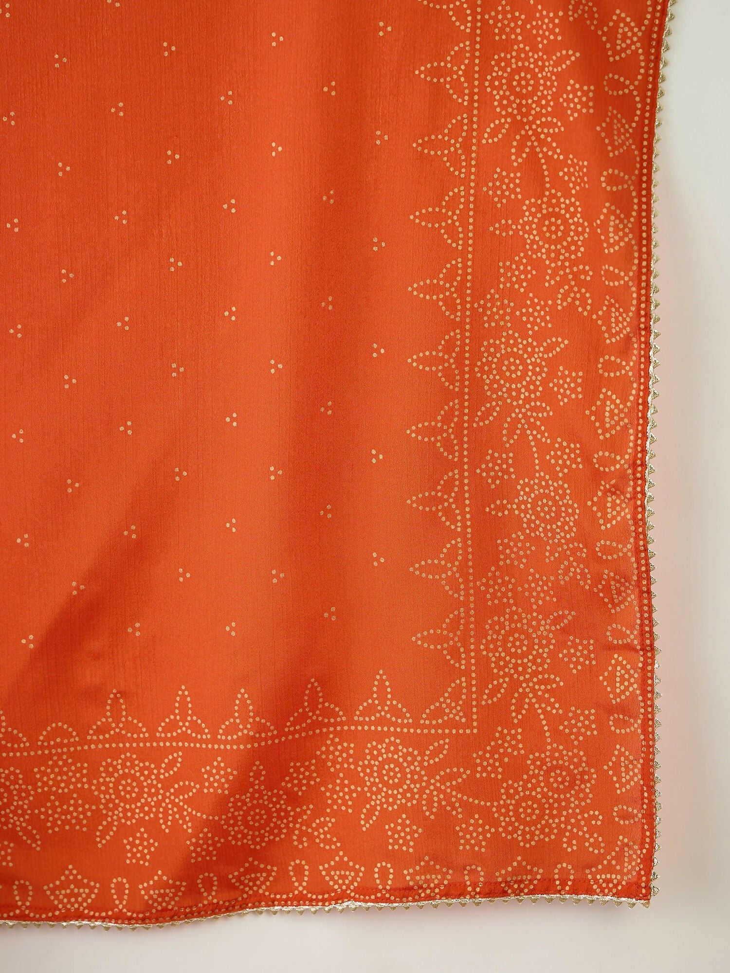 The52 Orange Women's Gorgeous Embroidered Chinon Fabric Flared Kurta Pant and Dupatta Set