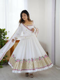 Joban Fashion White Georgette Sequence Embroidery Work Readymade Kurta Set