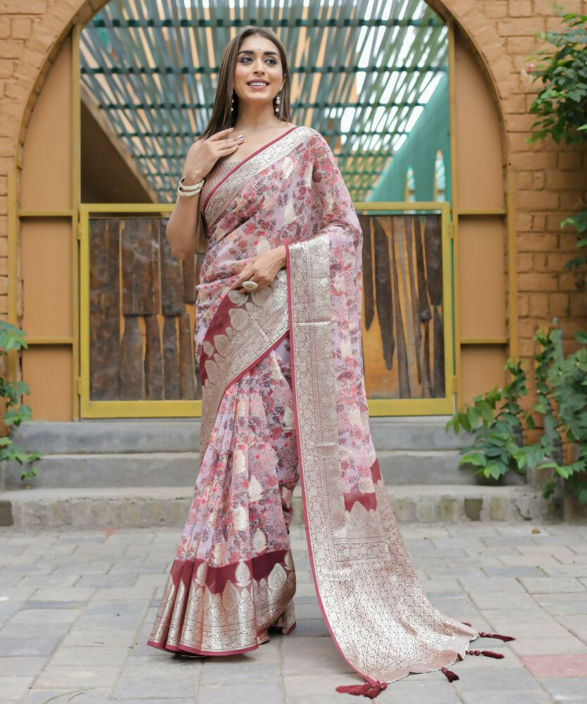 Vamsee Dhruvini Baby Pink Georgette Saree