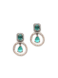 Stone kundan earrings (green) - Ruby Raang