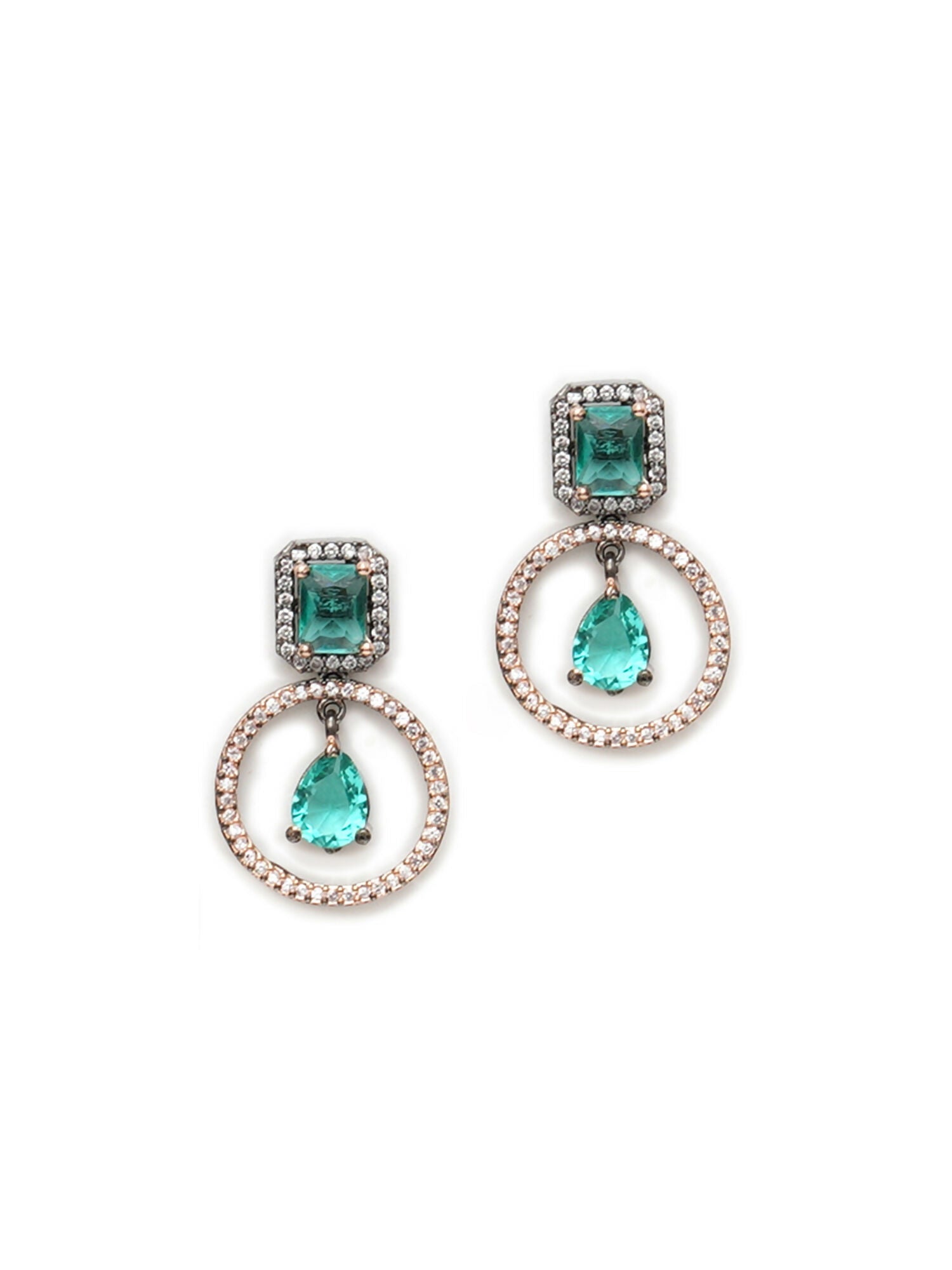 Stone kundan earrings (green) - Ruby Raang