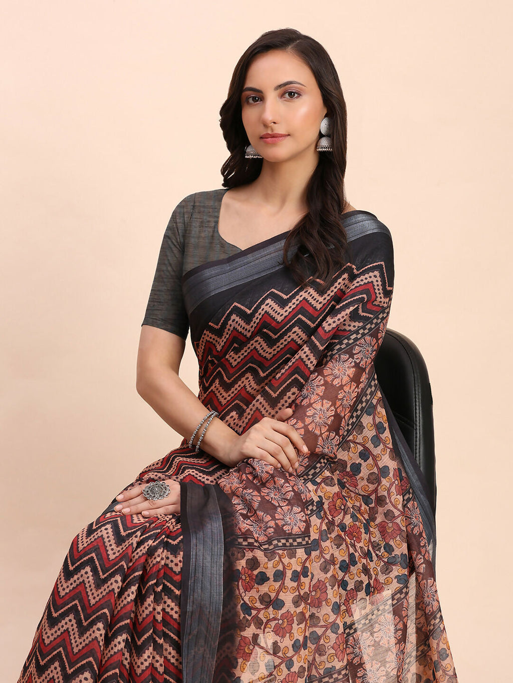 Shree Shyam Fashion Linen Cotton Black Saree