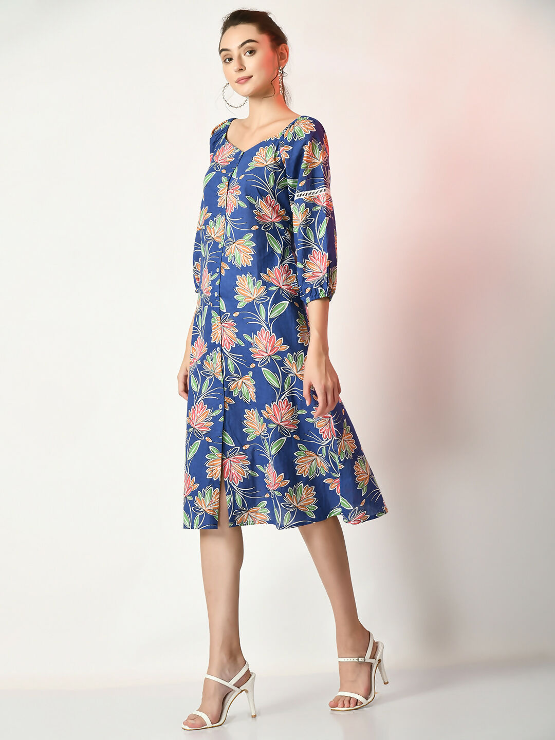 Myshka Women's Blue Printed Dress