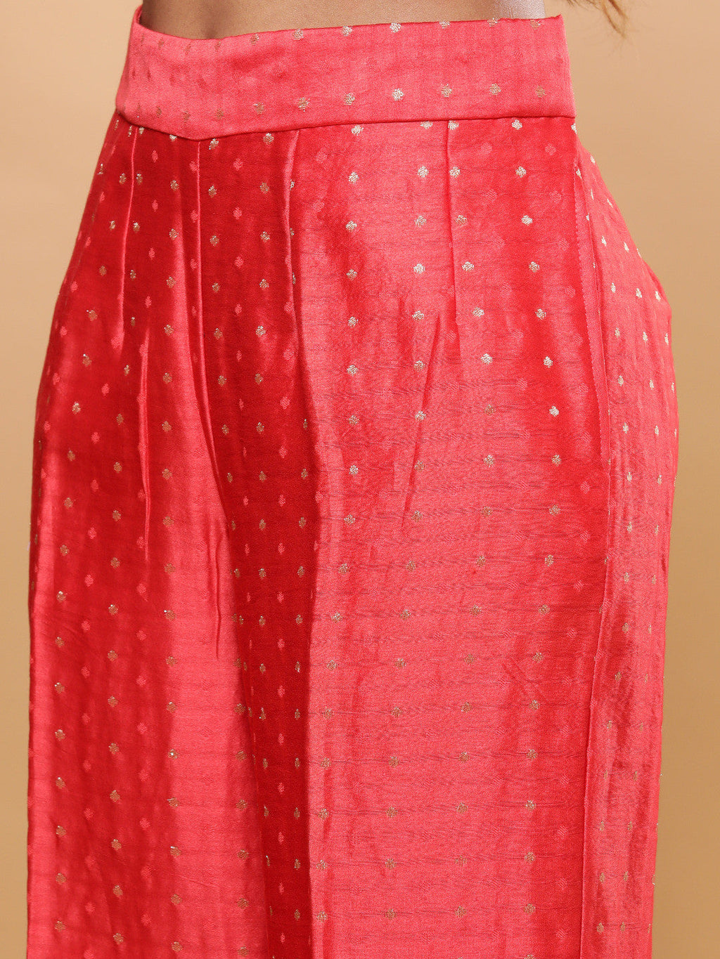 BohoJazz Nazm Embroidered Kimono Sleeves Kurta with Banarasi Pants and Dupatta - Red
